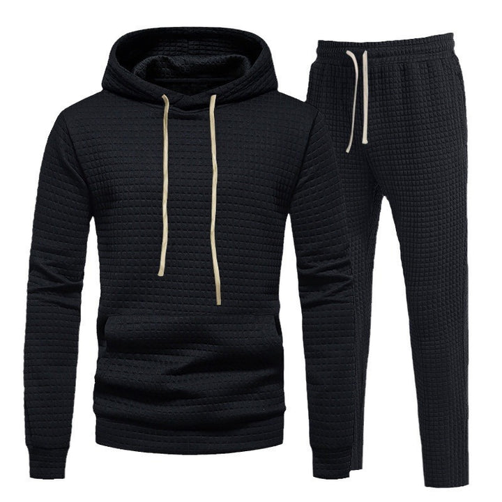 Men's Sporty Hoodie Set with Fashionable Textured Design and Elastic Cuffs Lisslune