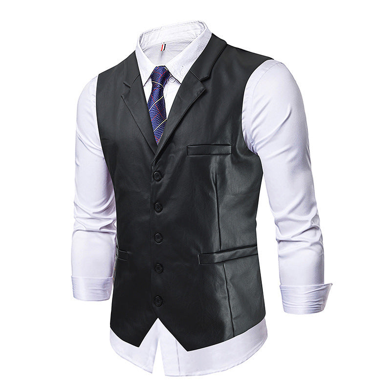 Men's elegant synthetic leather vest Lisslune