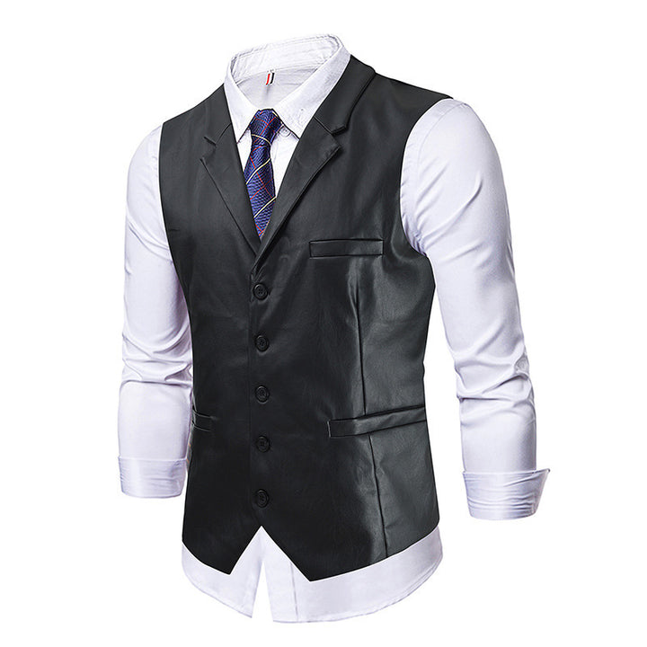 Men's elegant synthetic leather vest Lisslune