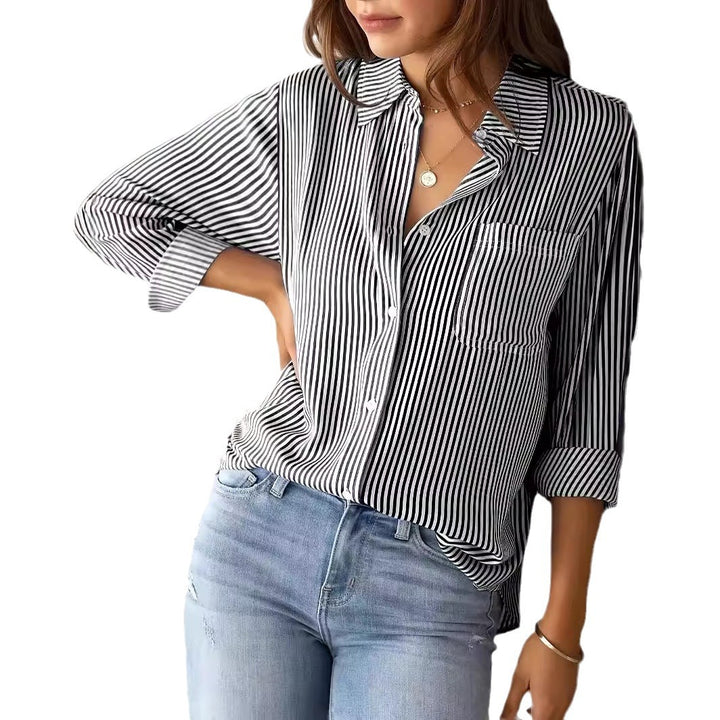 Women's Checked Shirt with Casual Cut and Applied Breast Pocket Lisslune