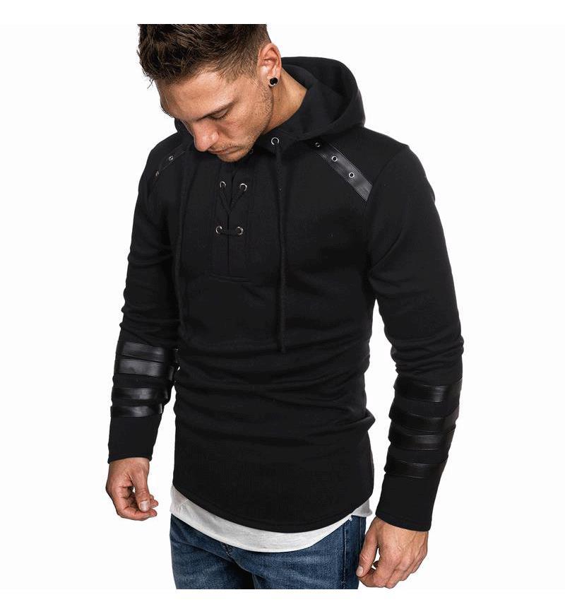 Men's hoodie with innovative leather detail Lisslune