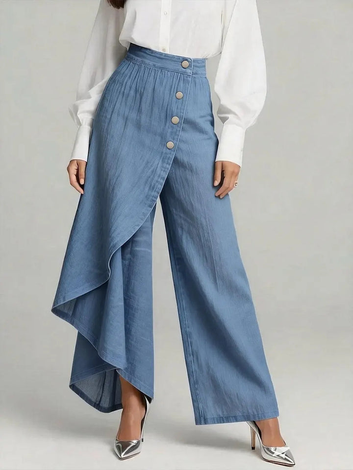Damen Denim-Rock mit asymmetrischem Schnitt und Knopfdetails Lisslune