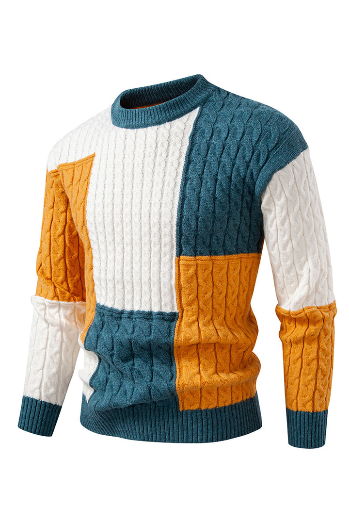 Men's stylish knitted sweater with creative color block look Lisslune