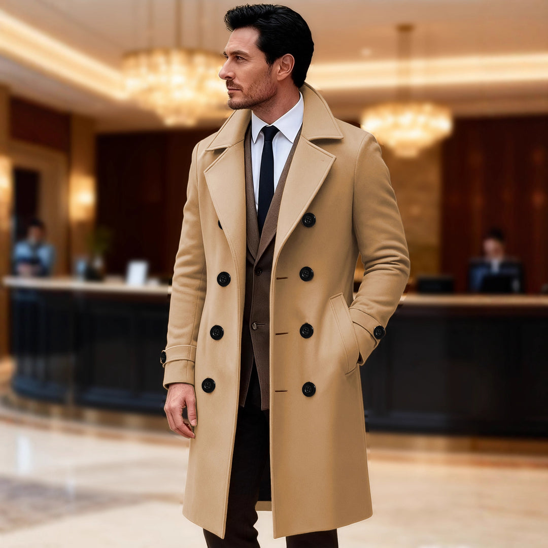 Men's elegant double-breasted wool coat Lisslune