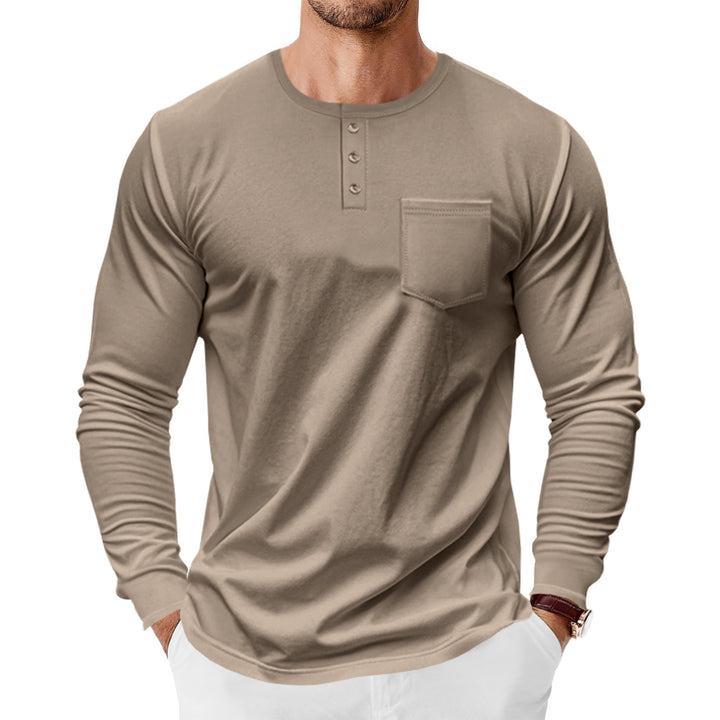 Men's Long Sleeve Shirts with Button Placket and Chest Pocket Lisslune