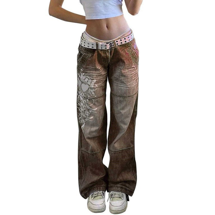 Damen weite Jeans mit einzigartigem grafischen Design Lisslune