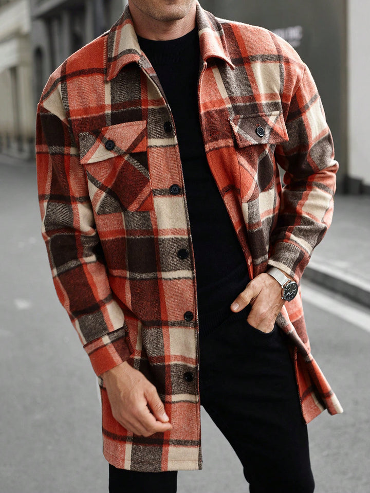 Men's flannel shirt jacket in checked design with practical pockets Lisslune
