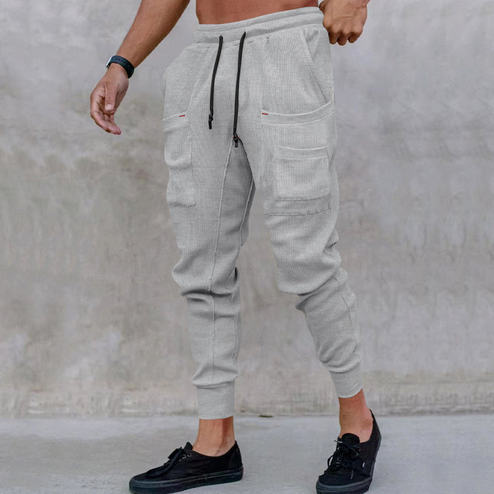 Men's Comfortable Cargo Pants made of breathable ribbed material with practical pockets Lisslune
