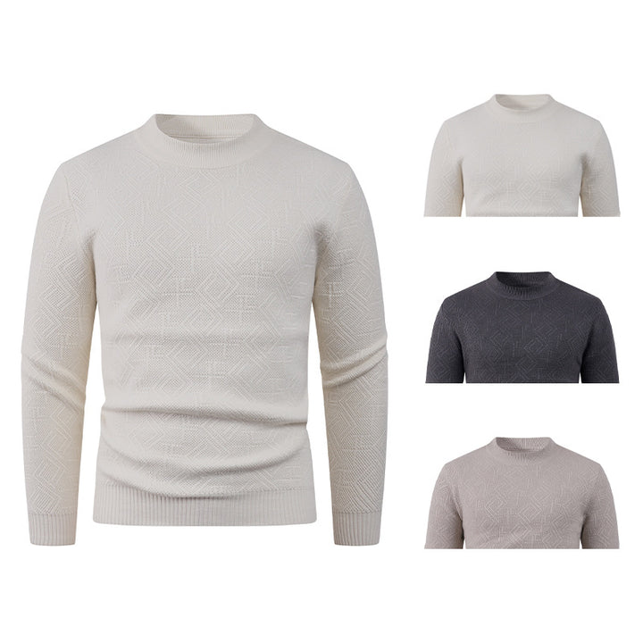 Men's Textured Crew Neck Sweater Lisslune