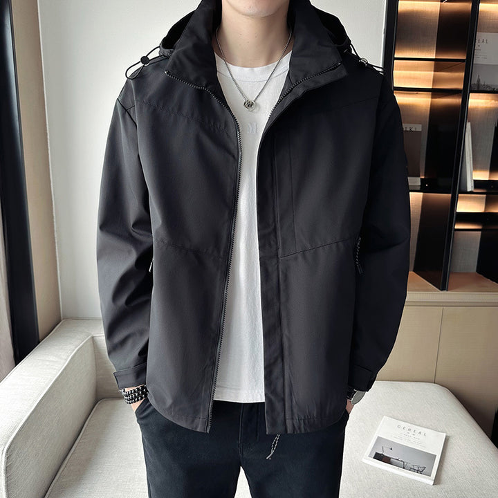 Men's Waterproof Transitional Jacket with Adjustable Hood and Multiple Pockets Lisslune