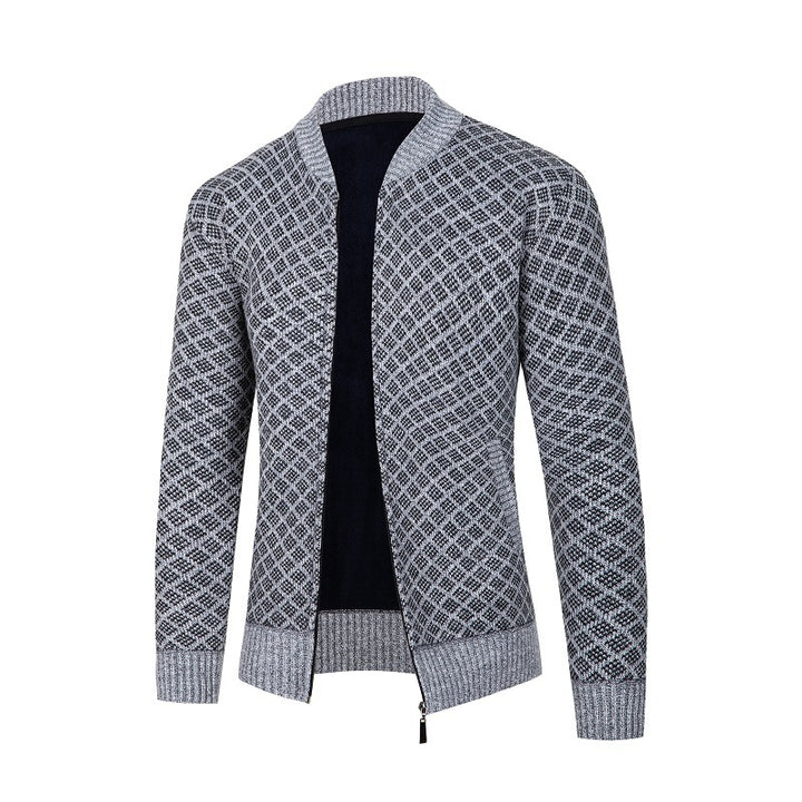 Men's cardigan with modern diamond pattern and zipper Lisslune