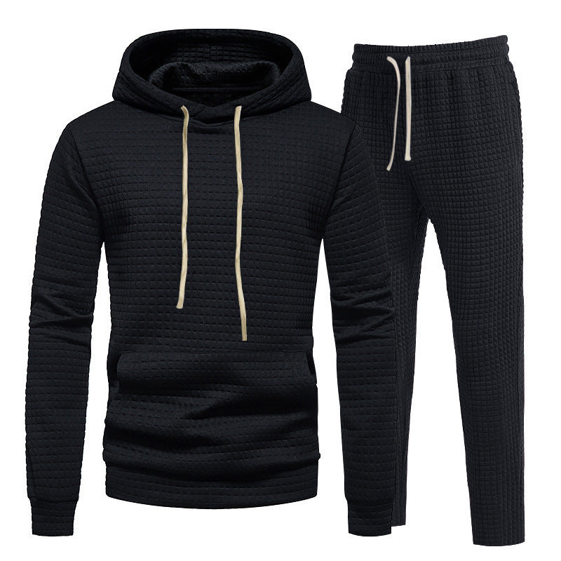 Men's Sporty Hoodie Set with Fashionable Textured Design and Elastic Cuffs Lisslune