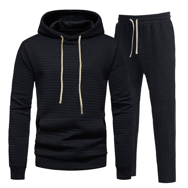 Men's Sporty Hoodie Set with Fashionable Textured Design and Elastic Cuffs Lisslune
