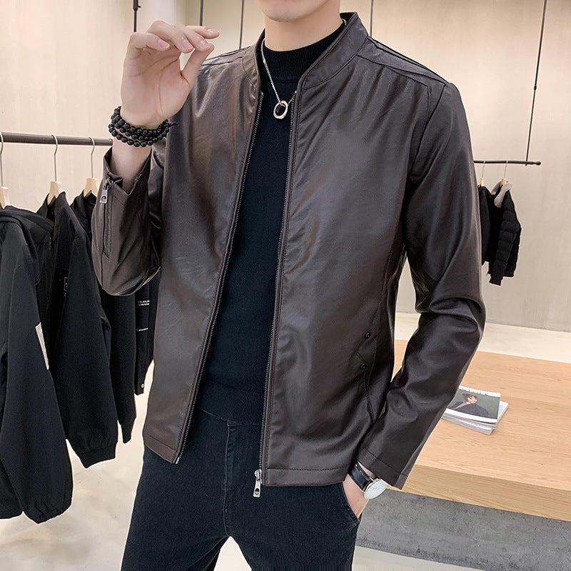 Men's artificial leather jacket with minimalist design and practical pockets Lisslune