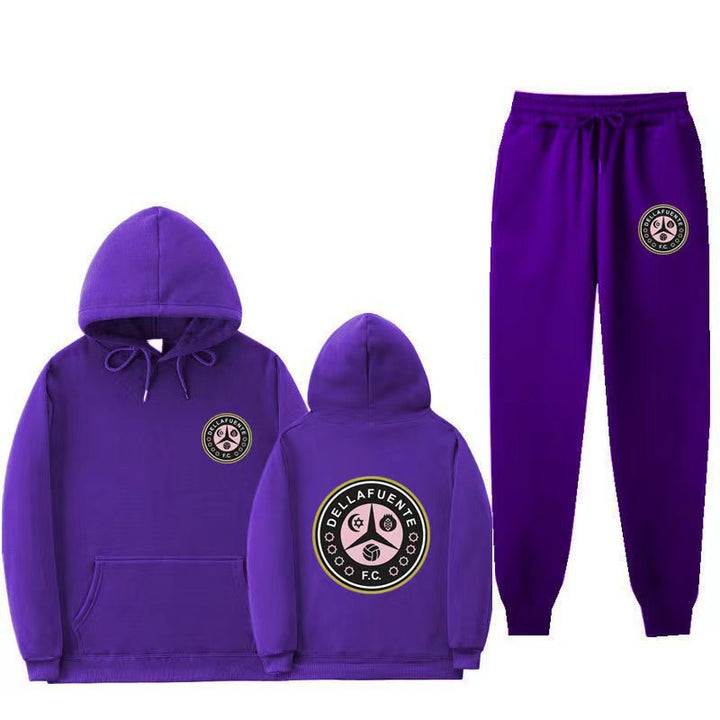 Women's comfortable leisure lounge suit with kangaroo pocket and modern logo Lisslune