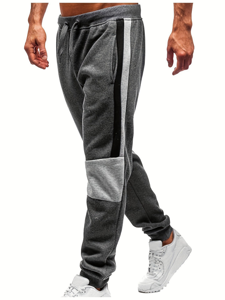 Men's sporty sweatpants with color block design and elastic waistband Lisslune