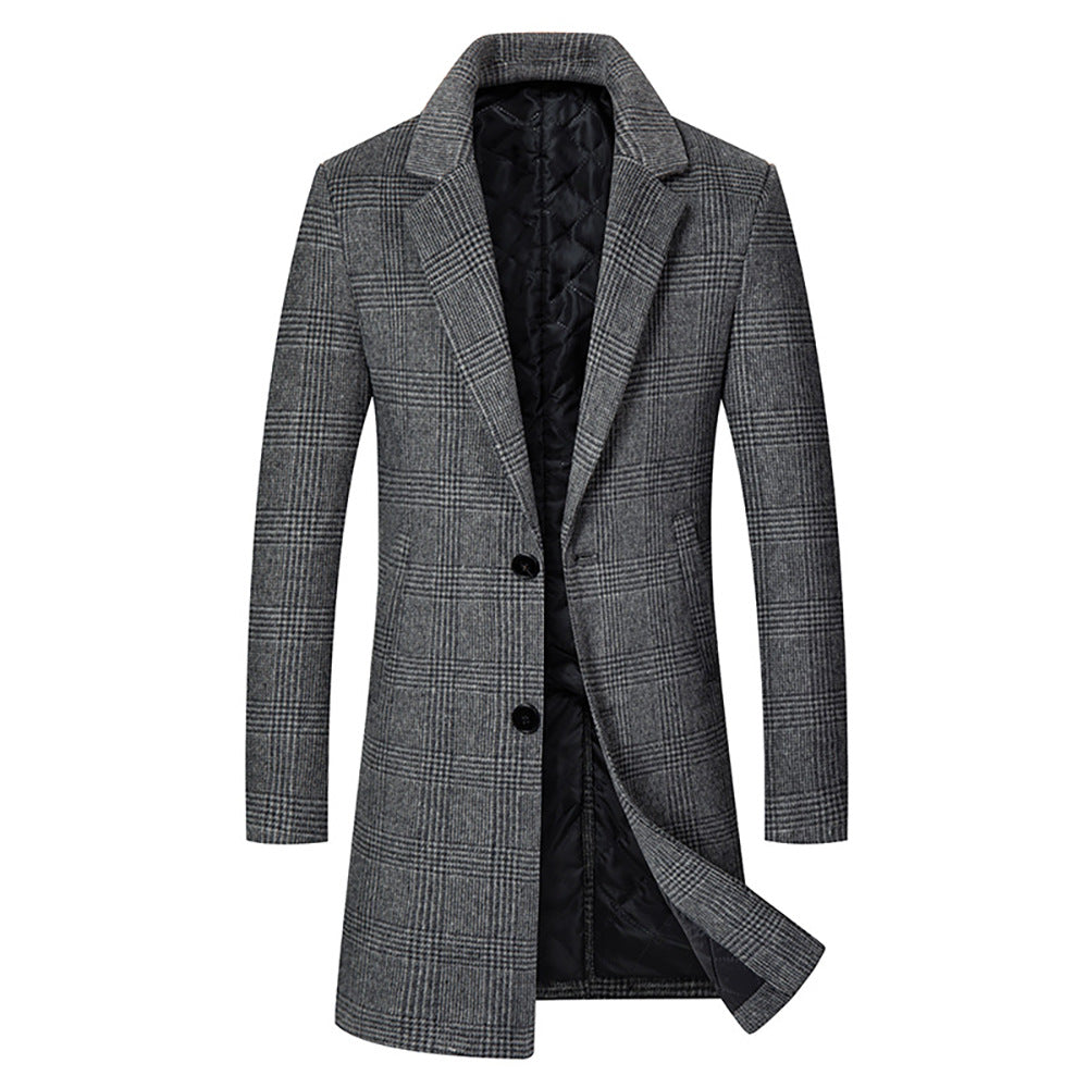 Men's elegant long coat in check pattern with removable inner part Lisslune