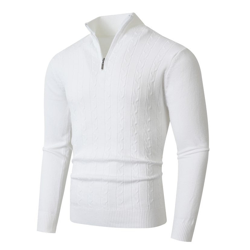 Men's knitted sweater with half zip and textured design Lisslune