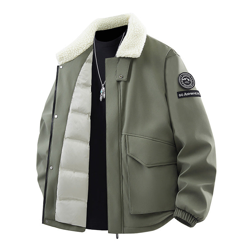 Men's trendy transitional jacket with insulating fleece collar and practical pockets Lisslune