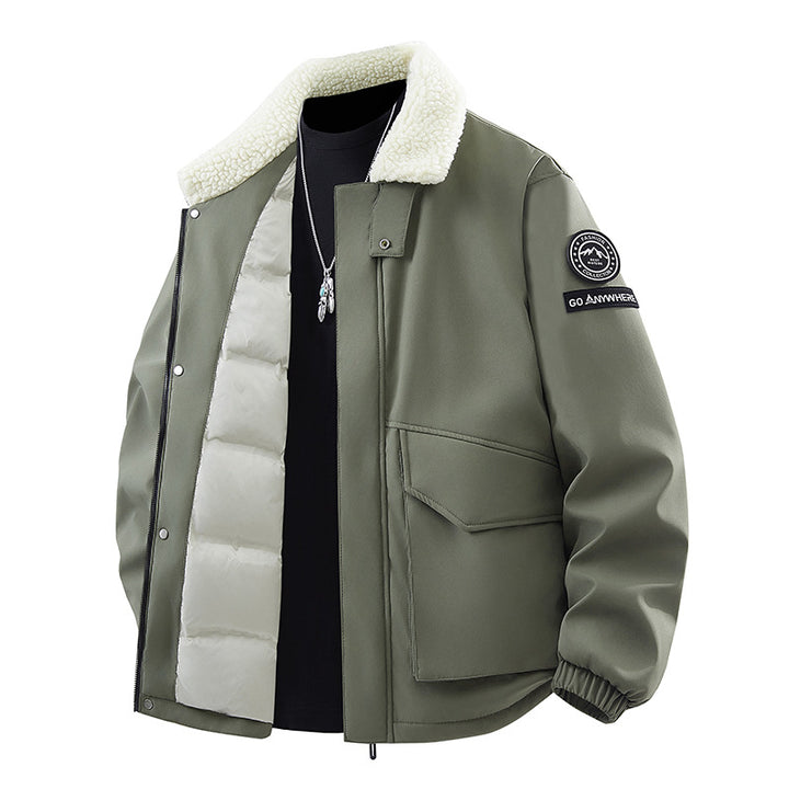 Men's trendy transitional jacket with insulating fleece collar and practical pockets Lisslune