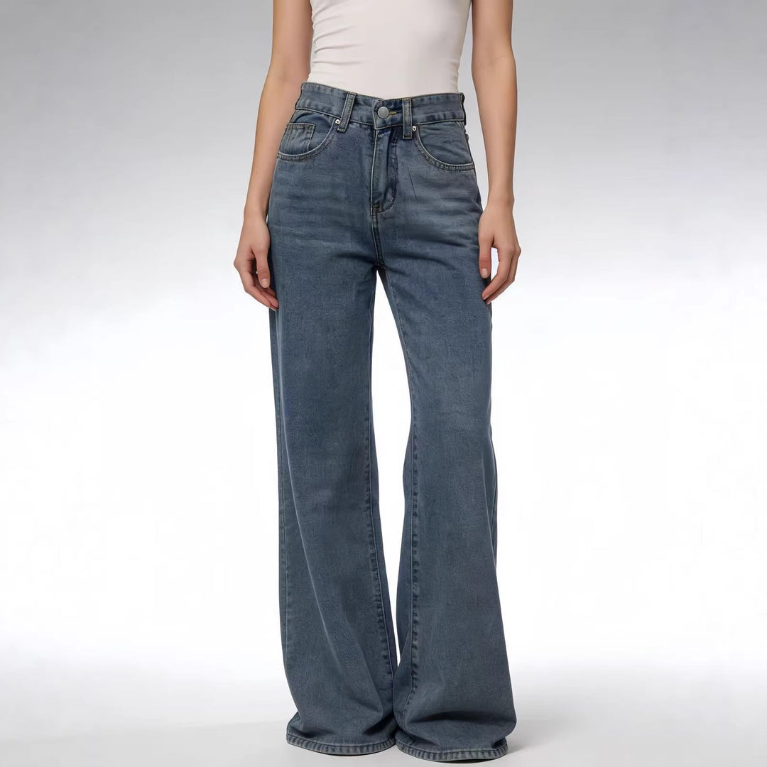Damen Weite High-Waist Jeans mit besonderen Nahtdetails Lisslune
