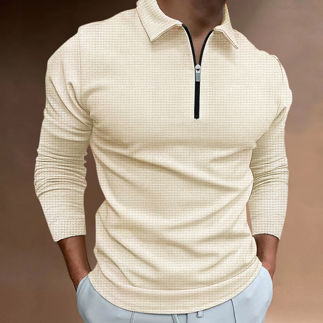 Men's structured long-sleeve shirt with zipper and stand-up collar Lisslune