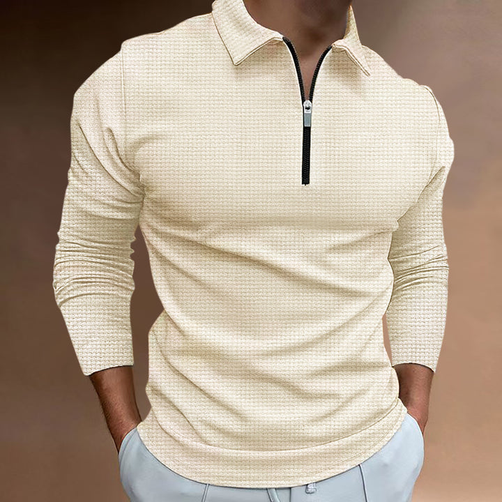 Men's structured long-sleeve shirt with zipper and stand-up collar Lisslune
