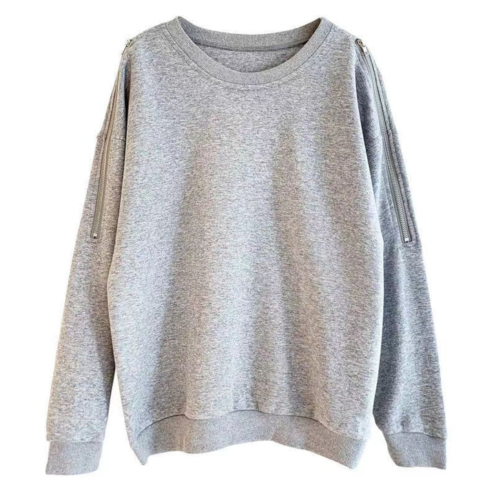 Women's casual oversized pullover with open shoulders and modern design