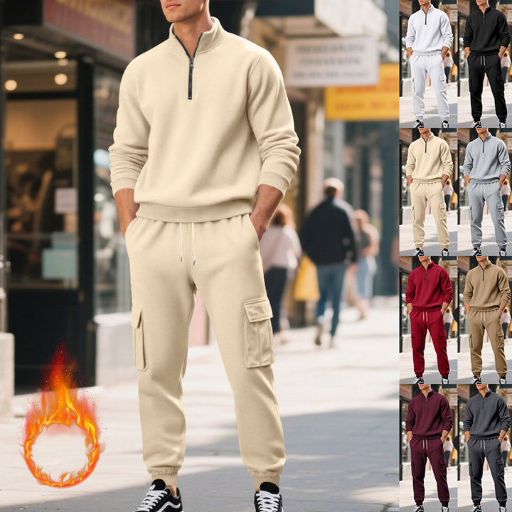 Men's sporty leisure set with high collar and practical cargo pockets Lisslune