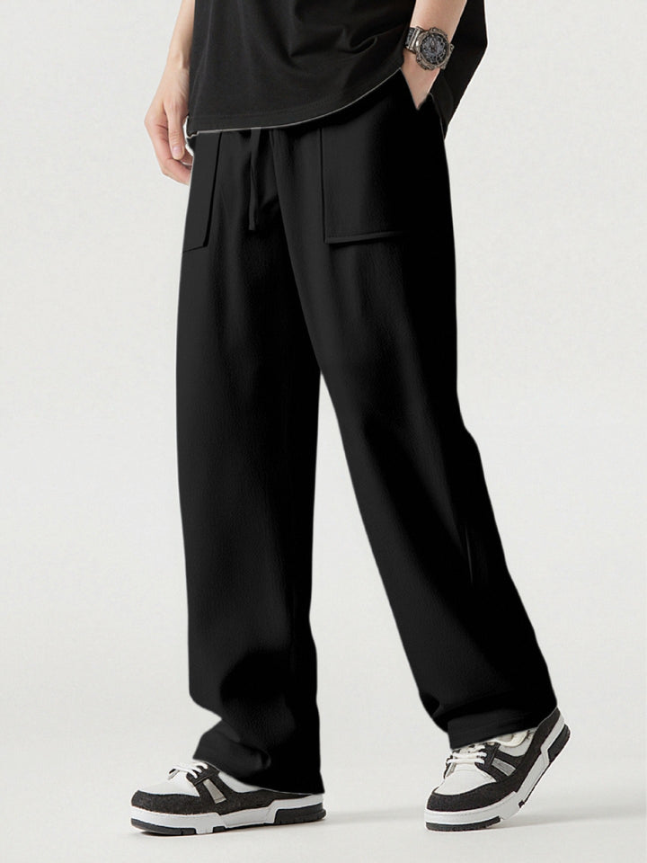 Men's Casual Cargo Pants with Practical Pockets and Elastic Waistband Lisslune