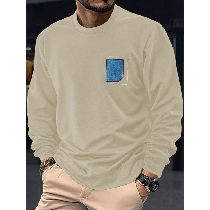 Men's casual crew neck sweater with trendy pocket Lisslune