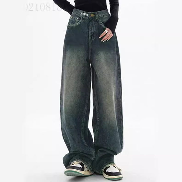 Damen weite High-Waist Jeans Lisslune
