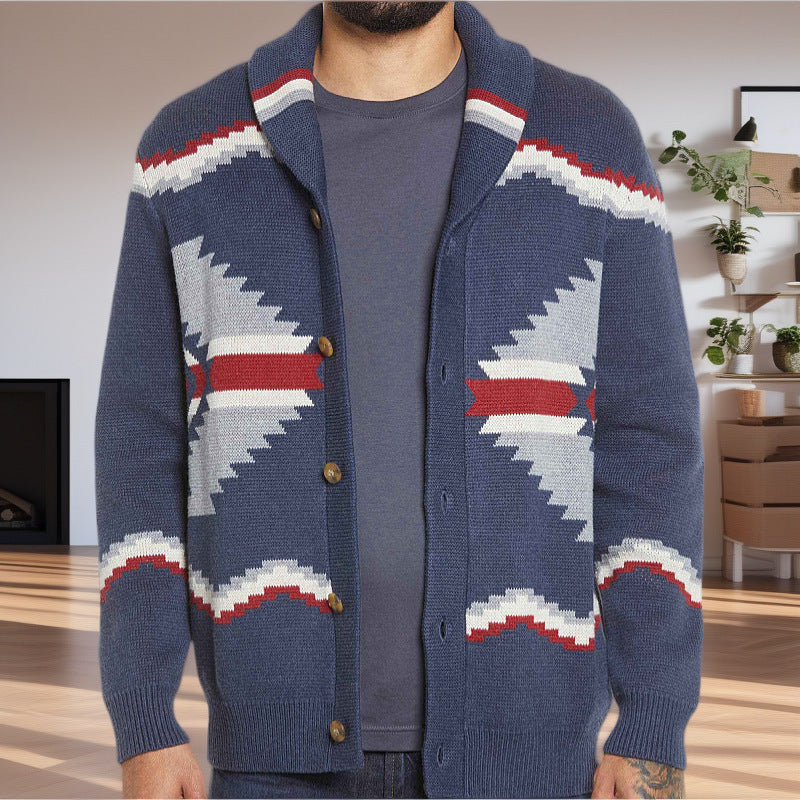 Men's cardigan in a modern ethnic design with practical buttons Lisslune