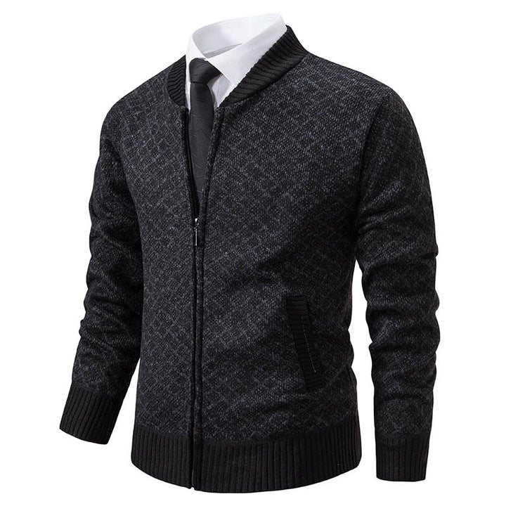 Men's cardigan with modern zip closure and textured design Lisslune