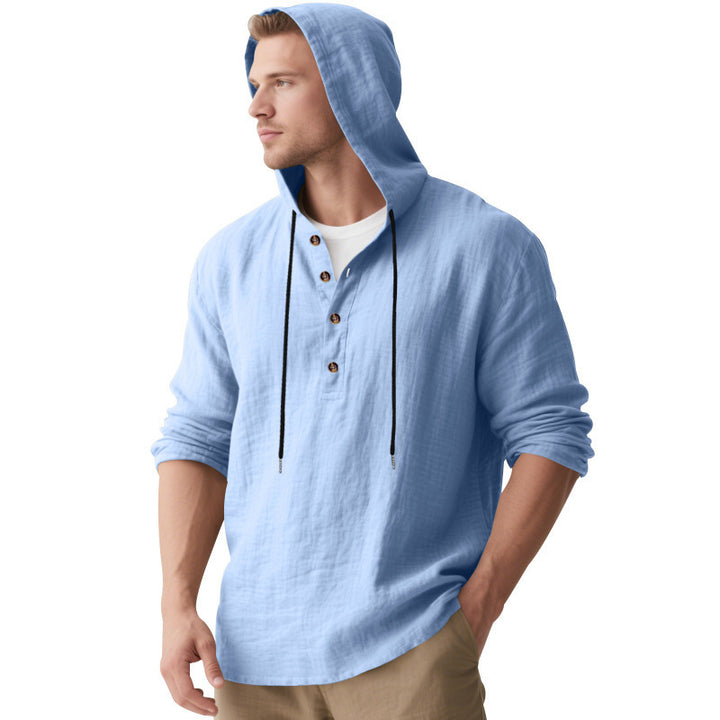 Men's hoodie shirt with button placket and casual fit Lisslune
