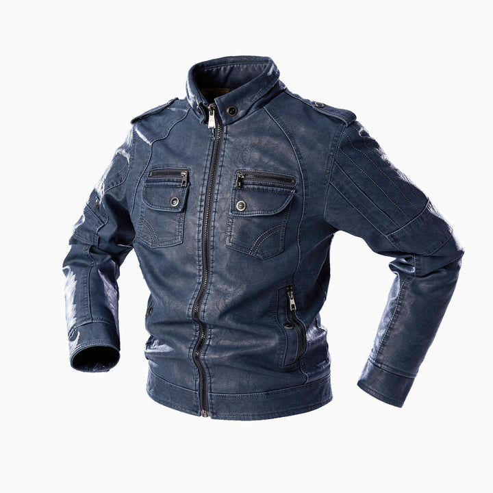 Men's Casual Leather Jacket with Numerous Pockets Lisslune