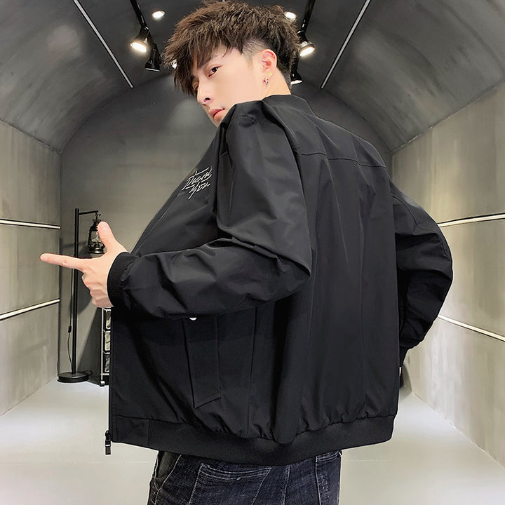 Men's sporty bomber jacket with elegant embroidery Lisslune