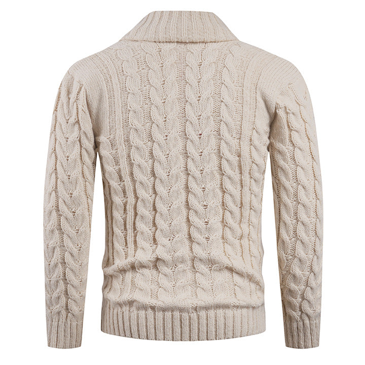 Men's cardigan with cable pattern and stylish shawl collar Lisslune