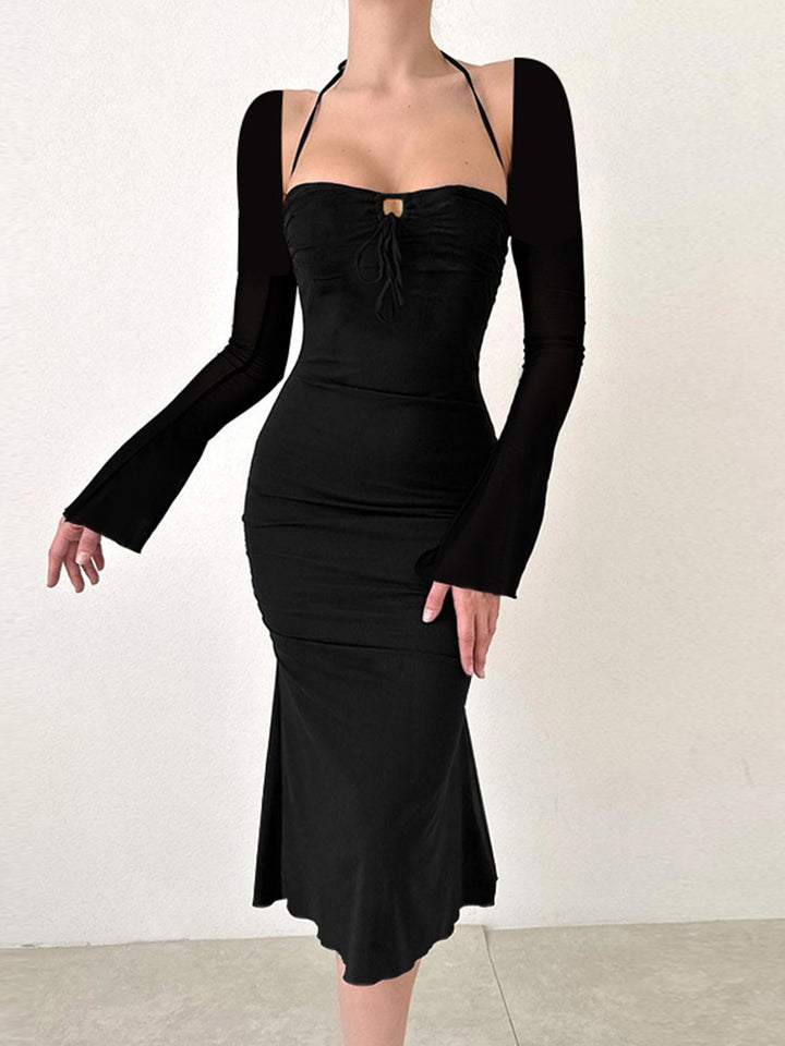 Ladies Figure-Flattering Maxi Dress with Stylish Lacing and Elegant Sleeves Lune London