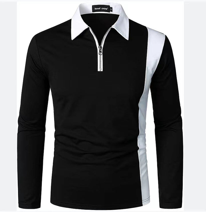 Men's sporty long-sleeve shirt with modern zipper and stylish color contrast Lisslune