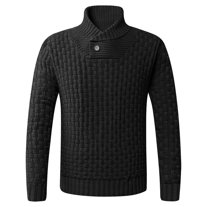 Men's knitted sweater with modern shawl collar and button details Lisslune