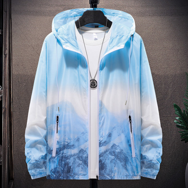 Men's wind and water-resistant lightweight jacket with adjustable hood and reflective details Lisslune