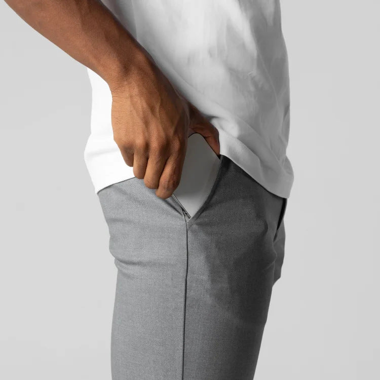 Men's Chino Pants with Slim Fit Cut and Elastic Waistband Lisslune
