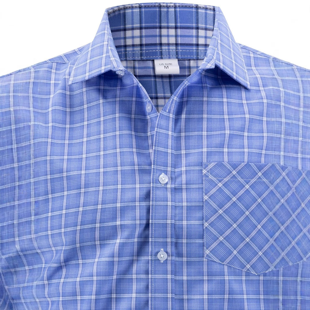 Men's fashionable long-sleeve shirt with checkered pattern Lisslune