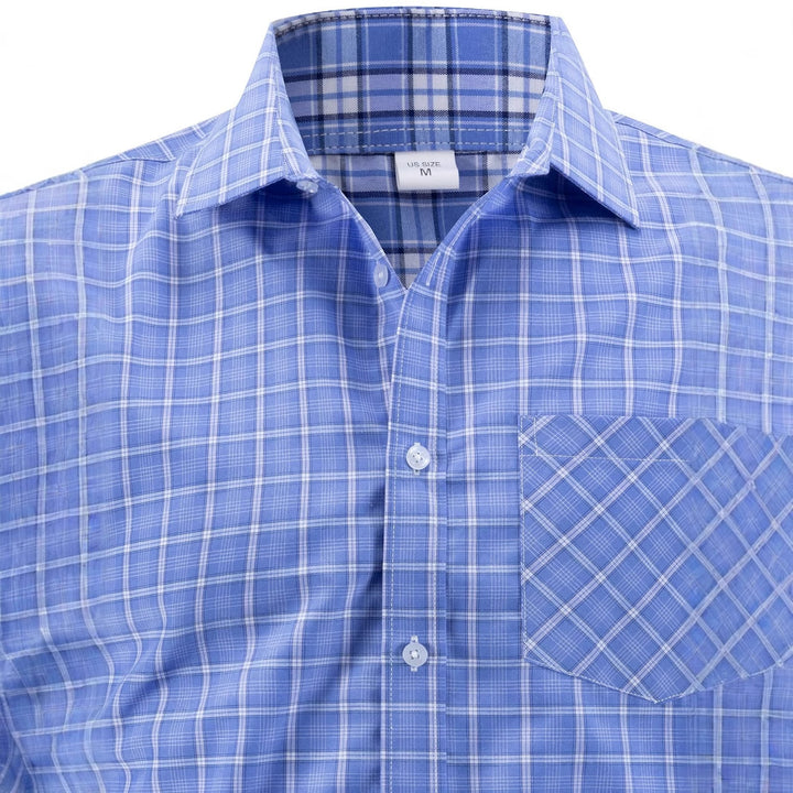 Men's fashionable long-sleeve shirt with checkered pattern Lisslune