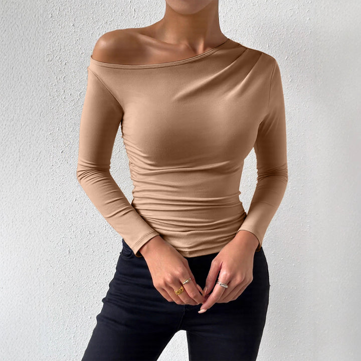 Damen Langarmshirt mit asymmetrischem Ausschnitt und figurformendem Schnitt Lisslune