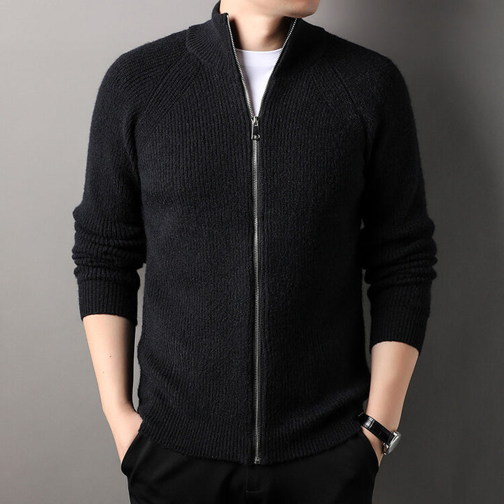Men's cardigan with high collar and inconspicuous zipper Lisslune