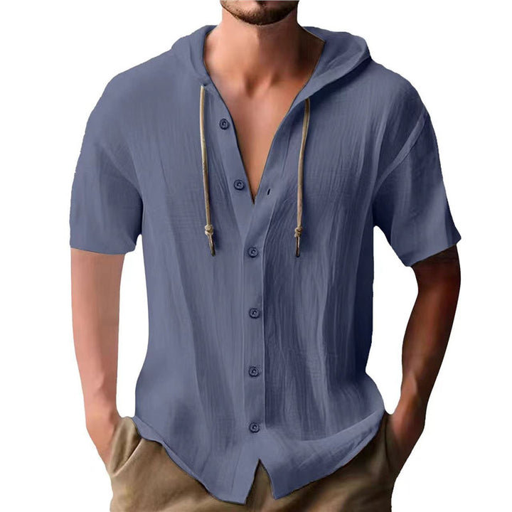 Men's casual short-sleeve shirt with hood Lisslune
