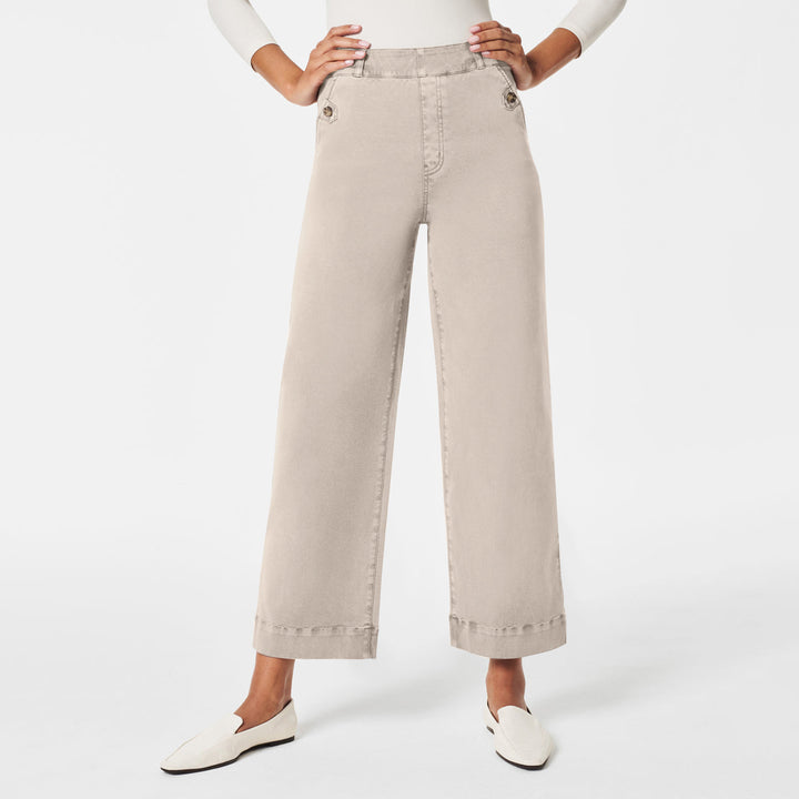 Damen Weite High-Waist Hose mit modischen Knopfdetails Lisslune