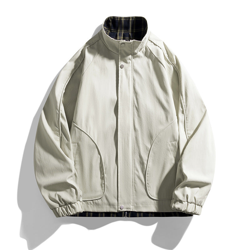 Men's casual transitional jacket with high collar and practical zip pockets Lisslune